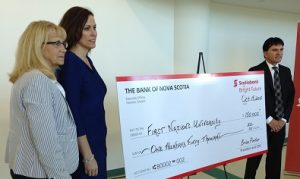 The Scotiabank cheque donation to the First Nations University. Photo by Manfred Joehnck.